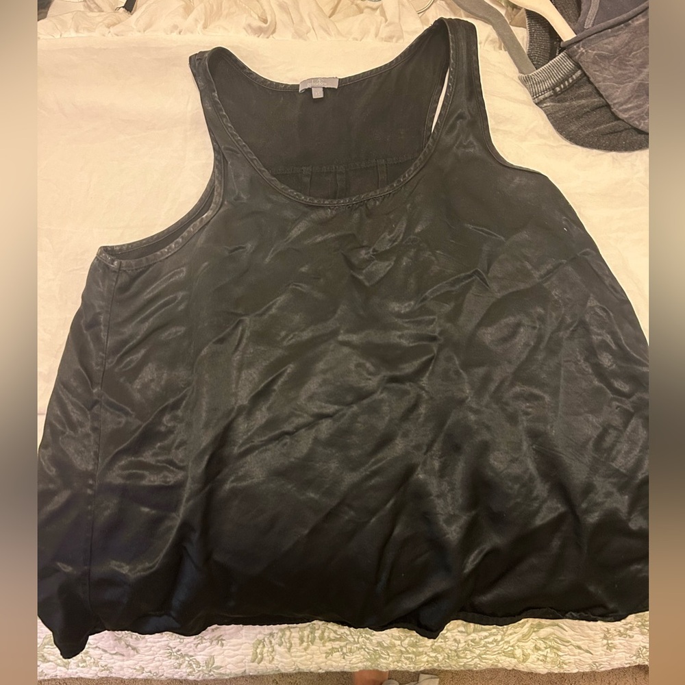 PJ Harlow Black Satin Tank Top